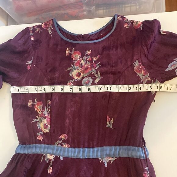 Vintage Purple Floral Long Sleeve Maxi Dress Size Small - Picture 11 of 16